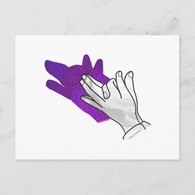 Hand Silhouette Varg Lila Vykort (Framsida)