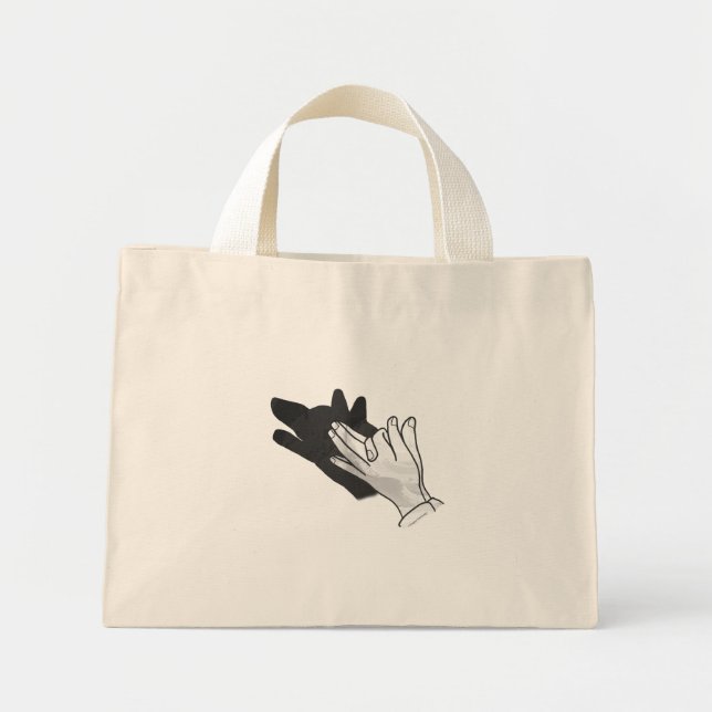 Hand Silhouette-Varg Mini Tygkasse (Framsidan)