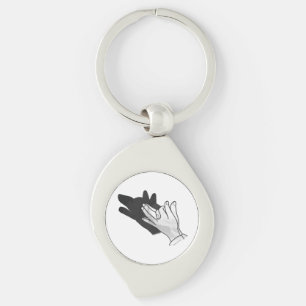 Hand Silhouette-Varg Swirl Silverfärgad Nyckelring