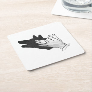 Hand Silhouette-Varg Underlägg Papper Kvadrat