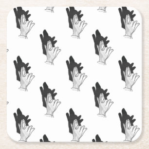 Hand Silhouette-Varg Underlägg Papper Kvadrat