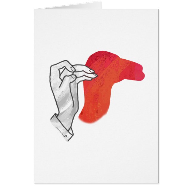 Hand Silhuett Kamel Röd Hälsningskort (Framsidan)