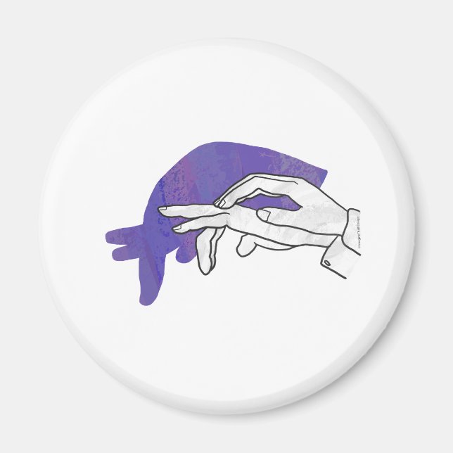 Hand Silhuett Myrslok Lila Magnet (Framsidan)