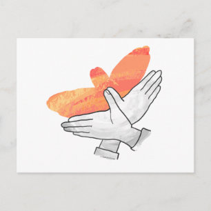 Hand Silhuett Örn Orange Vykort