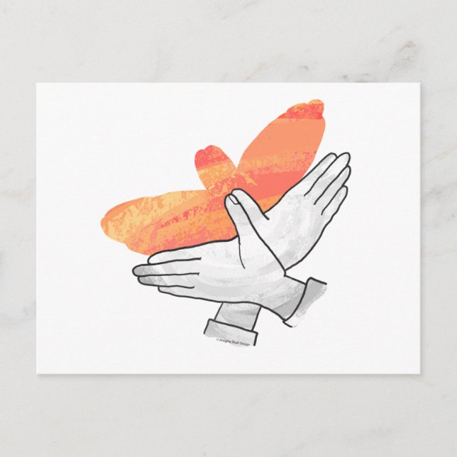 Hand Silhuett Örn Orange Vykort (Framsida)