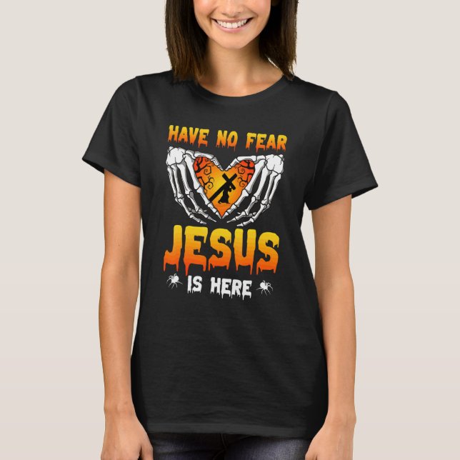 Hand Skalle Jesus Halloween T Shirt (Framsida)