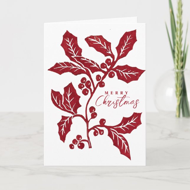 Hand-Skapat, linocut-skal, konstverk jul Kort (Framsida)