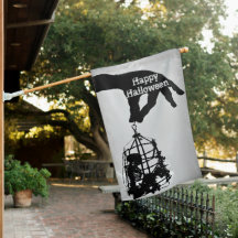 Hand Skeleton Halloween House Flagga