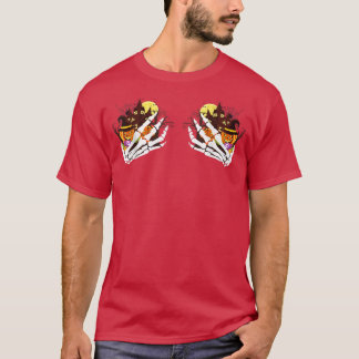 Hand Skeleton Pumpkin House Haunted Witch Hallowee T Shirt