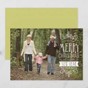 Hand Sketched Banner Helgdag Photo Greeting Card Julkort