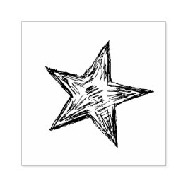 Hand Sketched Pencil Star Frimärke Stämpel
