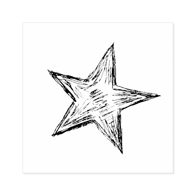 Hand Sketched Pencil Star Frimärke Stämpel (Tryck)