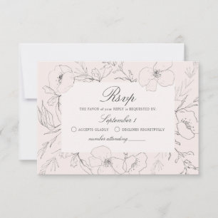 Hand Sketched Peony  Rosa Bröllop OSA Card Kort