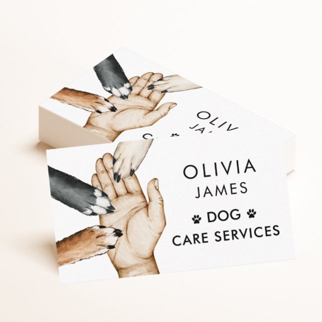 Hand som håller Hund Hund Walking and Care Visitkort (Skapare uppladdad)