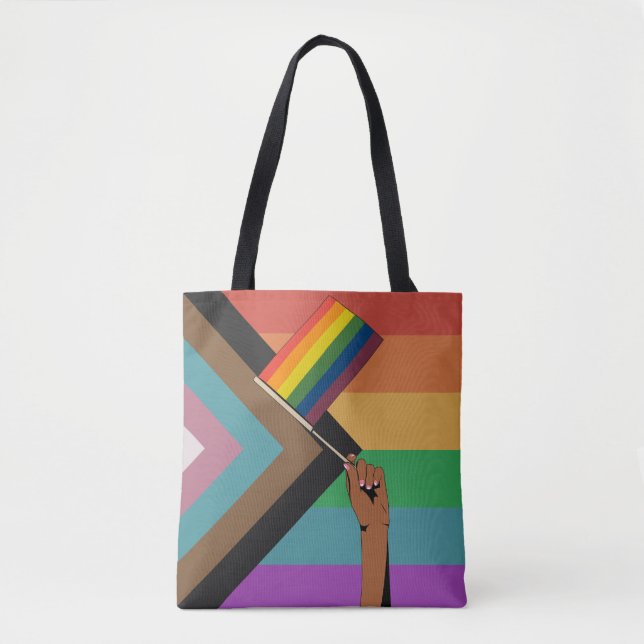Hand som håller Pride-flagga Tygkasse (Framsida)