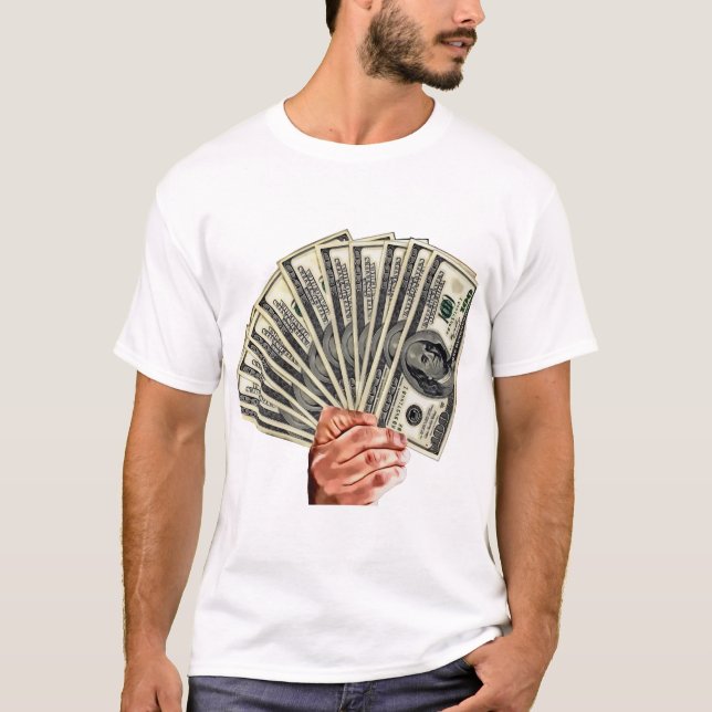 hand som innehar dollarväxlar, konst t shirt (Framsida)