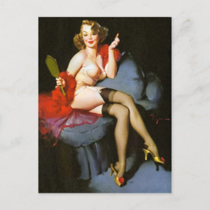 Hand Spegel Pin Up Vykort