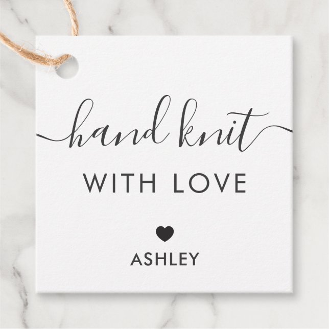 Hand Sticka med Kärlek, Handmade Gift Märkre, Kraf Gåvor Etiketter (Framsida)