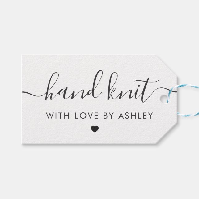 Hand Sticka med Kärlek, Handmade Gift Märkre, Kraf Presentetikett (Framsidan (Horisontell))
