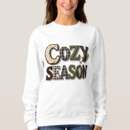 Hand Stitched Cozy Season Winter Text Sweater T Shirt