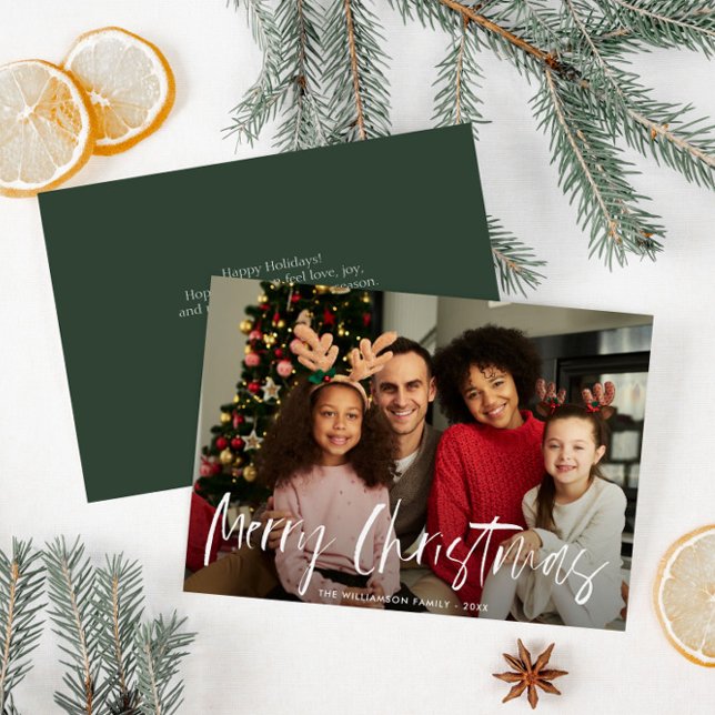 Hand styled white lettering christmas card julkort (Skapare uppladdad)