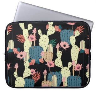 Hand teckning Cactus Plant och blommor Sömlös Pa Laptop Fodral