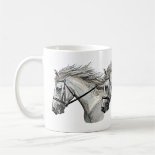 Hand teckning häst med bridle kaffemugg