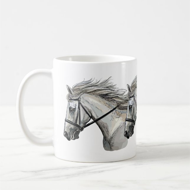Hand teckning häst med bridle kaffemugg (Vänster)