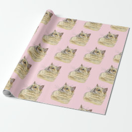 Hand teckning lustig fluffy Ragdoll cat Presentpapper