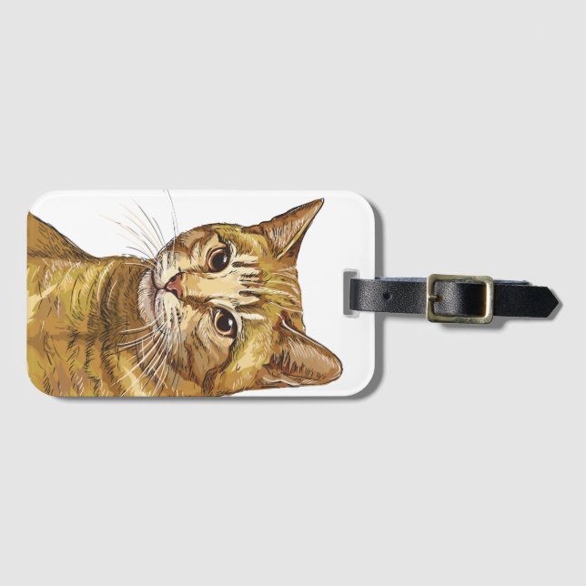 Hand teckning lustig rödröd tabby katt-påse bagagebricka (Framsida horisontal)