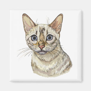 Hand teckning lustig Snö-bengalkatt Magnet