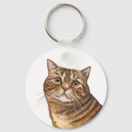 Hand teckning lustigt Tabby katt Tote Bag Nyckelring