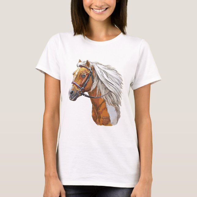 Hand teckning pinto häst porträtt t shirt (Framsida)