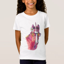 Hand teckning rosa Unicorn T Shirt
