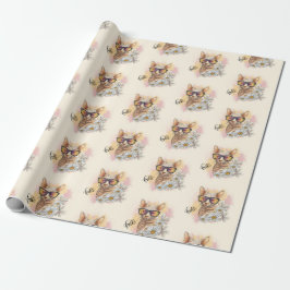 Hand teckning Sphynx-katt med blommor Presentpapper