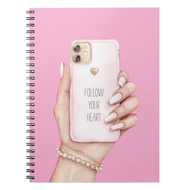 Hand telefon chic rosa naglar anteckningsbok (Framsidan)