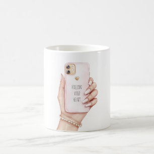 Hand telefon chic rosa naglar kaffemugg