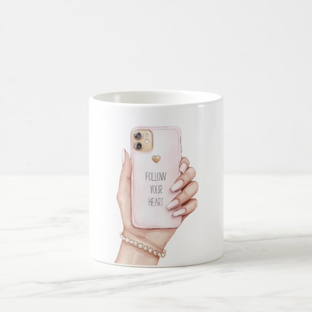 Hand telefon chic rosa naglar kaffemugg (Center)