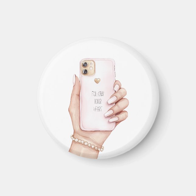Hand telefon chic rosa naglar magnet (Framsidan)