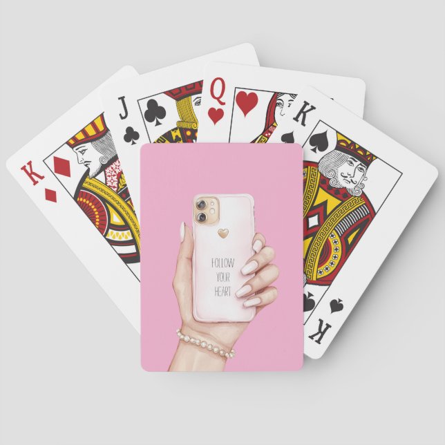 Hand telefon chic tjejaktig rosa naglar casinokort (Baksidan)