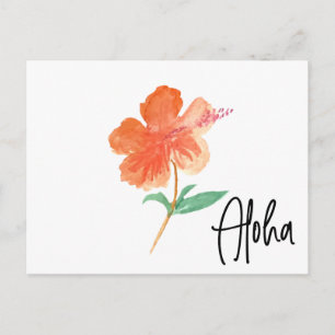 Hand vattenfärg Hawaii Hibiskus blommande rörlig Vykort