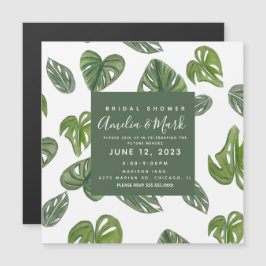 Hand vattenfärg Monstera Adansonii blad Bröllop Magnetisk Inbjudningskort