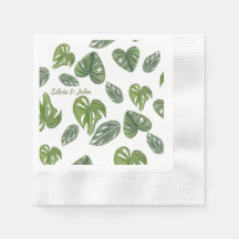 Hand vattenfärg Monstera Adansonii blad bröllop