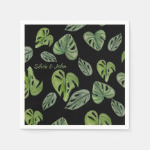 Hand vattenfärg Monstera Adansonii blad bröllop