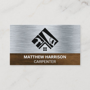 Hand Verktyg Logotyp Metall Wood Visitkort