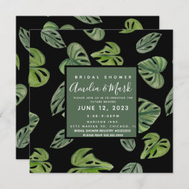 Hand Watercolor Monstera Adansonii Löv Möhippa Inbjudningar