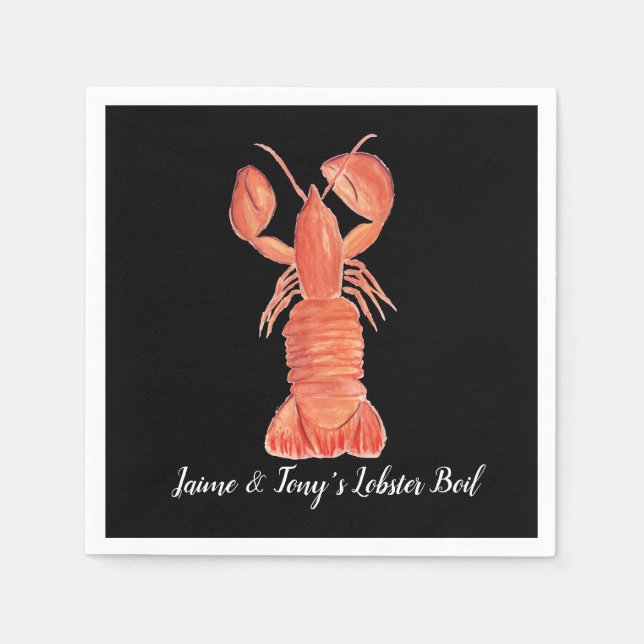 Hand Watercolor Seafood Lobster Pappersservett (Framsidan)