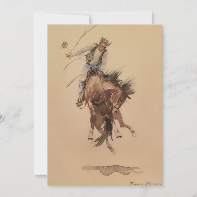 Hand-Whipping a Bronc av Edward Borein Inbjudningar (Framsida)