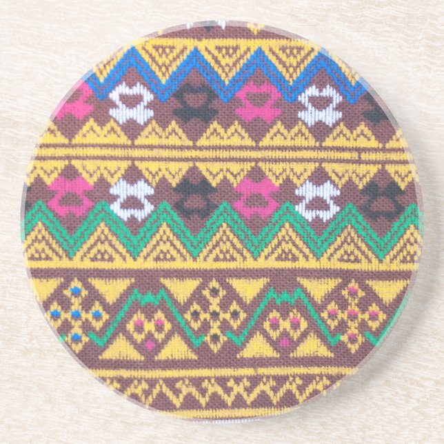 Hand Woven Thai Silke Mönster Underlägg Sandsten (Framsidan)