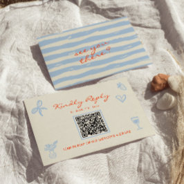 Hand Written Drawn Whimsical QR Code Wedding OSA Kort